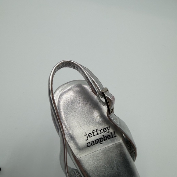 Jeffrey Campbell Go-Getter stiletto sling-back in metallic silver leather Sz 6.5 - Picture 6 of 11